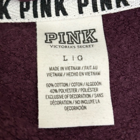 PINK Victorias Secret Half Zip Varsity Pullover Sweatshirt Women’s Size Large - Picture 9 of 9
